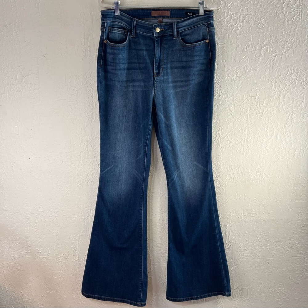 Judy Blue Louisa High Rise Flare Jeans in Dark Blue Wash - Picture 3 of 12